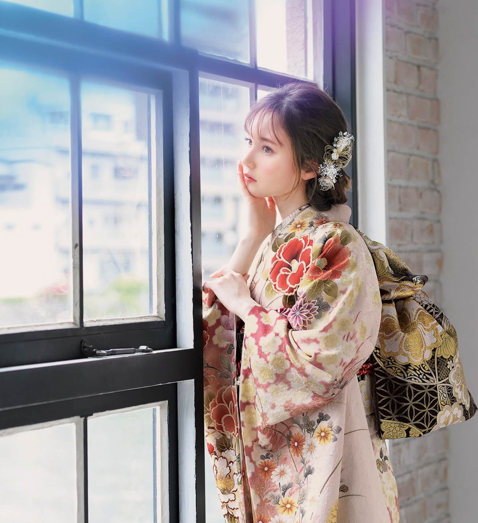 Girl wearing kimono